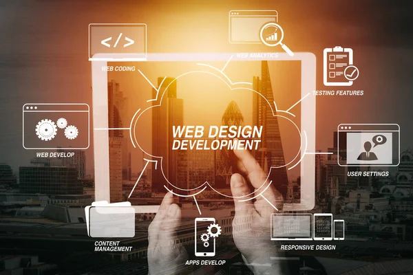 Desenvolvendo Tecnologias Programação Codificação Com Design Site Diagram Cyber Internet — Fotografia de Stock