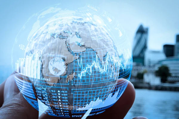 Intelligenz Und Business Analytics Mit Schlüsselindikatoren Kpi Armaturenbrett Globus Form — Stockfoto