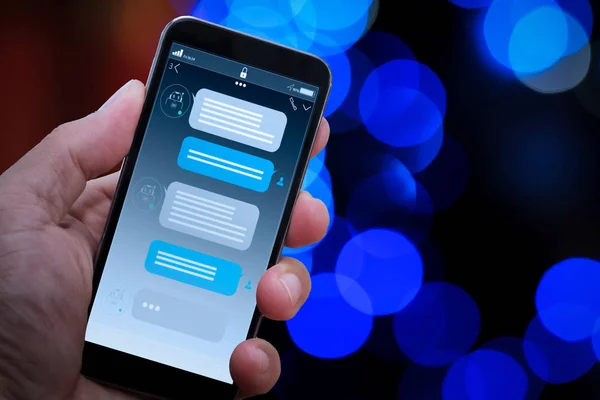 Conversación Chatbot Con Interfaz Aplicación Pantalla Teléfono Inteligente Asistente Virtual —  Fotos de Stock