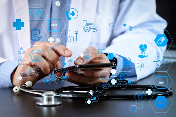 Health Care Medical Technology Services Concept Flat Line Interface Smart — Stock Photo, Image