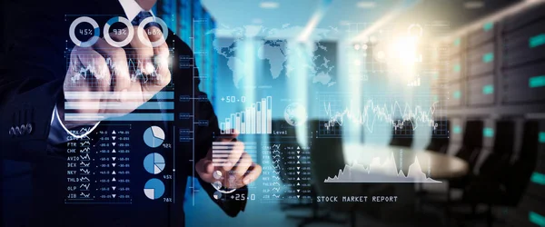 Investor Analýze Burzovní Zprávy Finanční Řídicí Panel Business Intelligence Klíčových — Stock fotografie