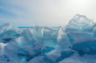 turuncu yakın çekim, kırık mavi buz parçaları yığını