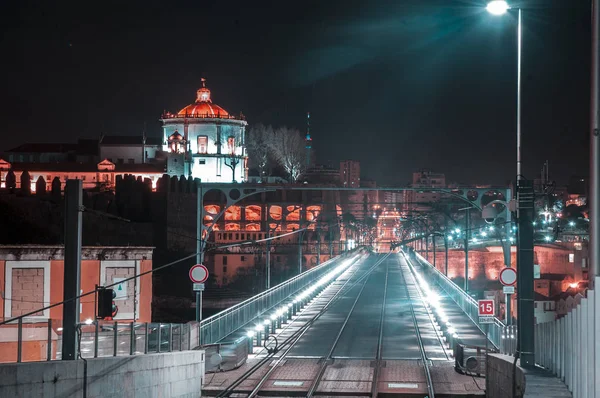 Oporto City Night Lights — Stock Photo, Image