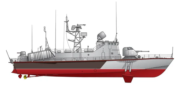 Barco Misiles Ilustración — Vector de stock