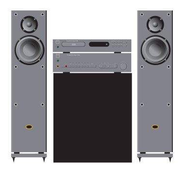 Ses ve ev tiyatro bileşenleri. İllüstrasyon.