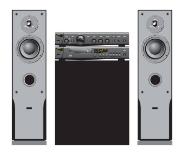 Ses ve ev tiyatro bileşenleri. İllüstrasyon.