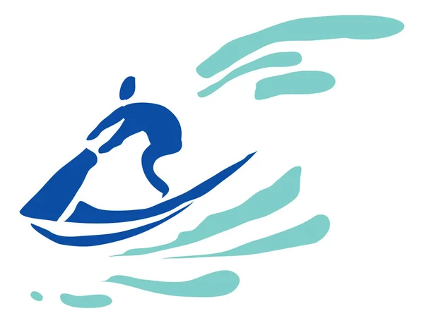Rekreace Sport Aktivity Muž Aquabiku Piktogram — Stockový vektor