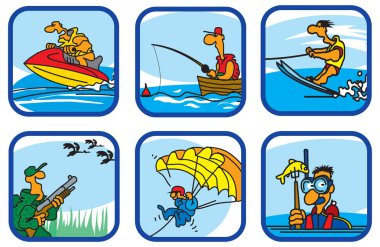 Spor, eğlence, etkinlik, eğlence. Sembollerin Set