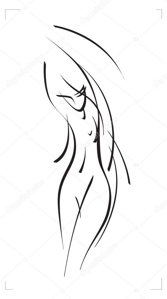 Vector sketch of a female figure.