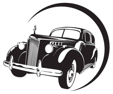 Eski model araba, yüksek detay. Logo veya illüstrasyon vektör görüntü