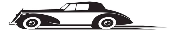 老式汽车在运动 徽标或插图的矢量图像 — 图库矢量图片