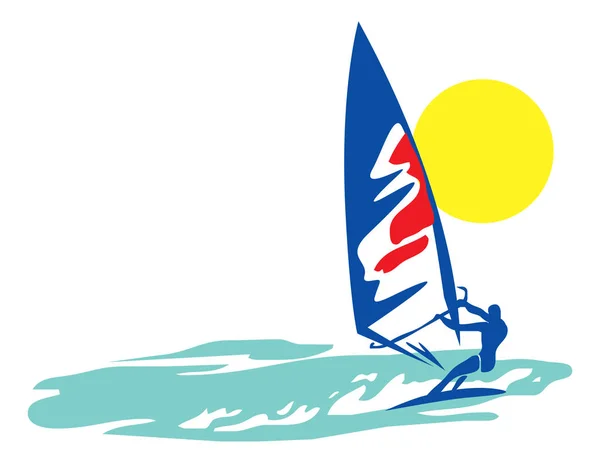 Denizin içinde adet rüzgar sörfü. vektör görüntü illüstrasyon için