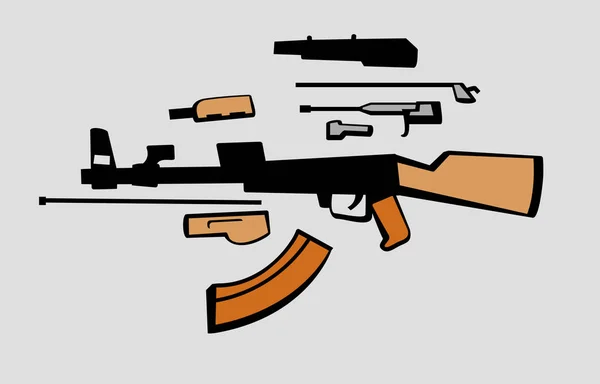 Desarmar Rifle Asalto Soviético Imagen Vectorial Para Ilustración — Vector de stock