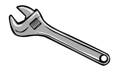 sıhhi tesisat aleti, ayarlanabilir anahtar. çizimler için vektör çizimi 