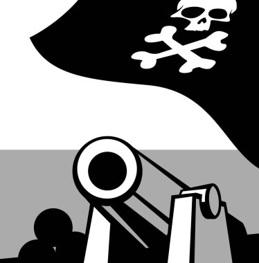 Büyük silah. bir korsan gemisinde. çizimler için vektör çizimi