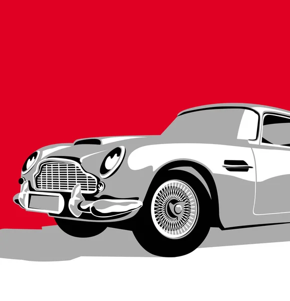 Luksusowy Vintage Samochód Czerwonym Tle Rysunek Wektorowy Ilustracji — Wektor stockowy