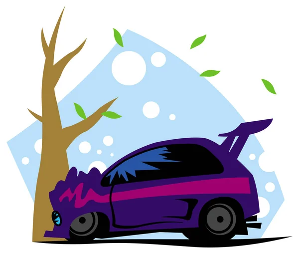 Car crashed into a tree. vector image for illustration — Stock Illustration Car Crashed Tree Vector Image Illustration Stock Vector