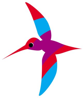 Uçan renkli Sinekkuşu veya Colibri İllüstrasyon. Vektör illüstrasyon. Beyaz arka planda yalıtılmış görüntü. Sinekkuşları kuşu. Logo veya İllüstrasyon için vektör çizimi.