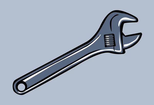 Stylized Image Monkey Wrench Plumbing Tool Adjustable Wrench Vector Drawing — Stock Vector