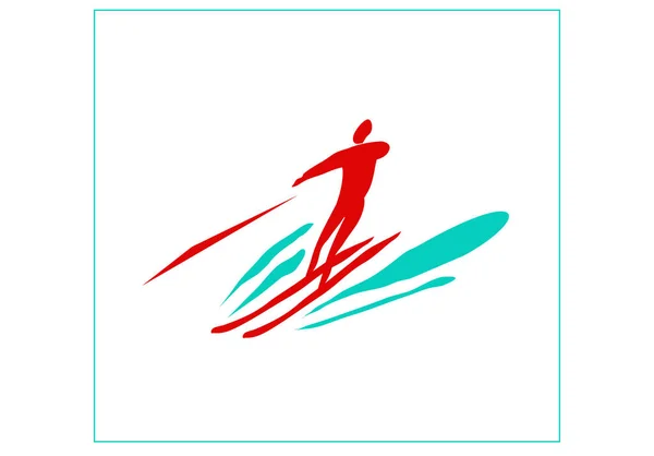 Recreation and sports on the water. High-speed water skiing. Vector image for logo, icon or illustration.