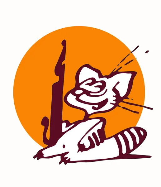 Kedi yazarı. Kediler hakkındaki birçok makalenin neşeli yazarı. Logolar ve çizimler için biçimlendirilmiş vektör resmi.