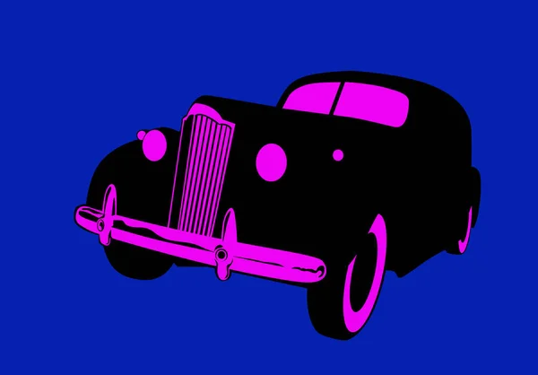 Snové Auto Vintage Luxusní Auto Světle Nočního Města Vektorový Obrázek — Stockový vektor
