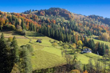 Karpat sonbahar sabahı peyzaj. 