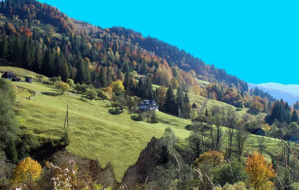Autumn Village Landscape Carpathian — Stock Photo, Image