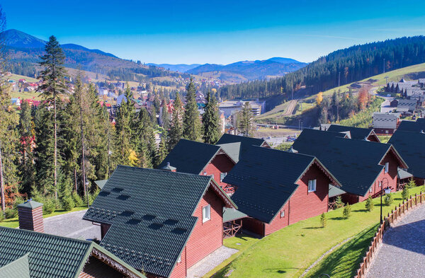 Modern ski resort in summer time. Bukovel, Ukraine