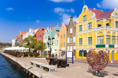 view at pantoon bridge and downtown in Willemstad, Curacao clipart
