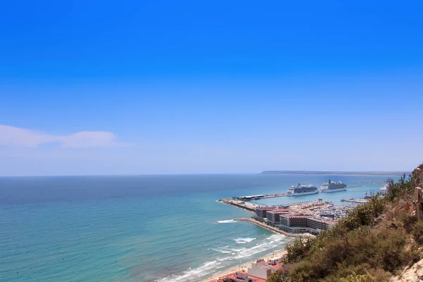 Vista Aerea Panoramica Sulla Costa Sul Porto Alicante Spagna — Foto Stock