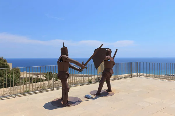 Alicante Spain May 2018 Iron Statue Medieval Warrior Santa Barbara — Stock Photo, Image