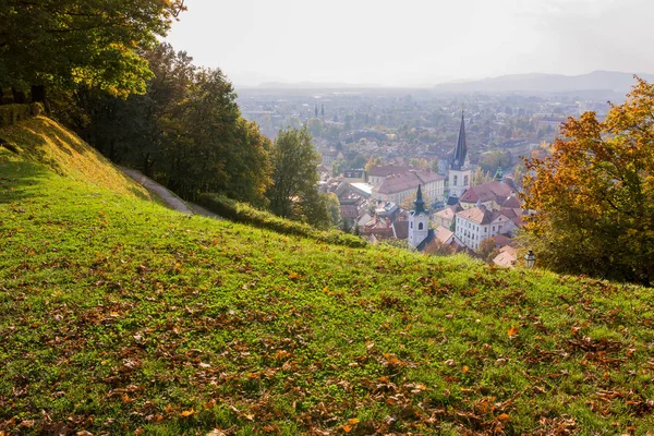Autumn Castle Hill Ljubljana View Historical Part City — Stock Photo, Image