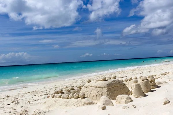 Sandy Castle Caribbean Coast Aruba Beach — Stock Photo, Image