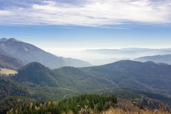 Vista Panoramica Dalla Montagna Golica Karavanke Slovenia — Foto Stock