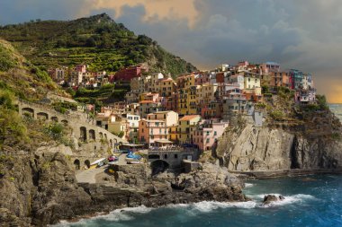 Manarola, balıkçı köyü. Cinque Terre Milli Parkı, Liguria ben