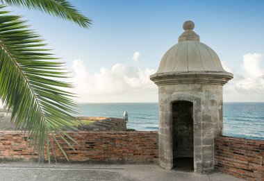 Watch tower in El Morro castle at old San Juan, Puerto Rico clipart