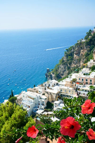 Pizza Place Terrace Overlooking Beautiful Positano Coast Stock