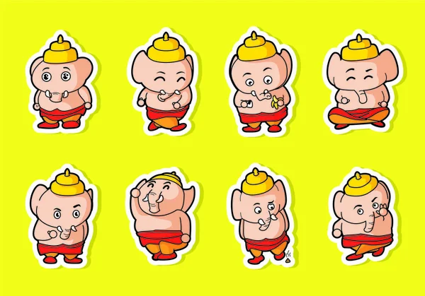 Ganesha animasyon seti. Ganesh, Ganapati ve Vinayaka olarak da bilinir, en bilinen ve en çok tapılan tanrılardan biridir.