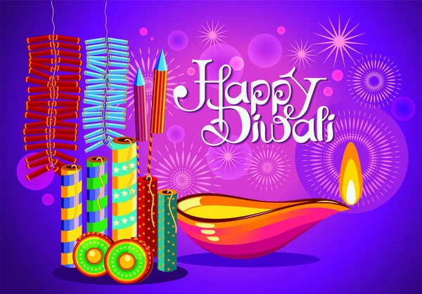 Bevrijd Diwali Fire Crackers Vector Diwali Een Festival Van Licht — Stockvector