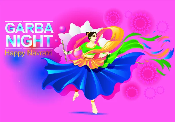 Garba Poster Sjabloon Voor Garba Nacht — Stockvector