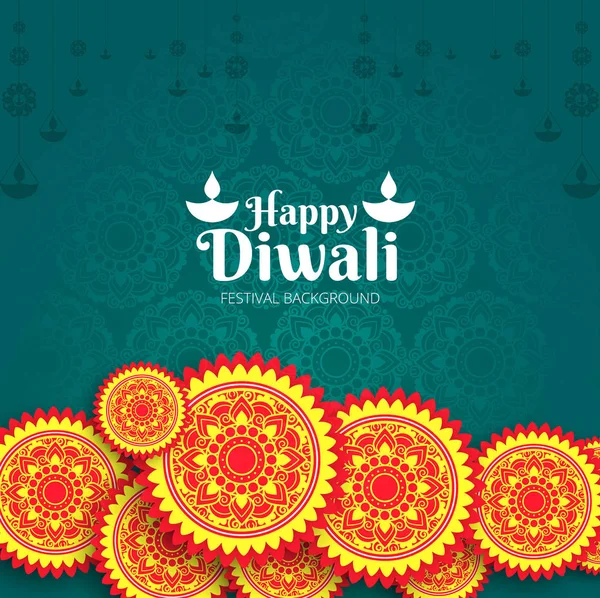 Modern zarif Diwali tasarım posteri. Diwali bir ışık festivali ve büyük festivallerden biri