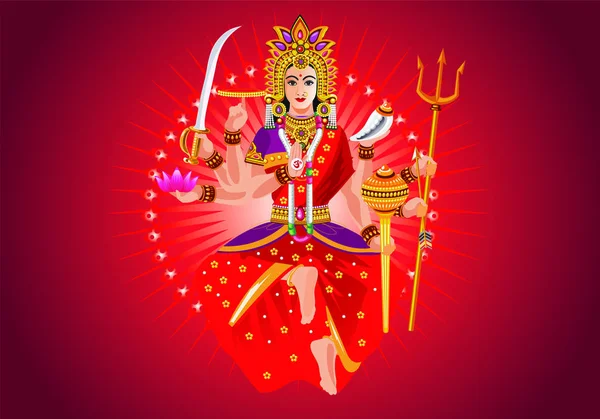 두르가 여신의 삽화와 나바라 트리는 그리고 힌두교 축제로 가을에 — 스톡 벡터
