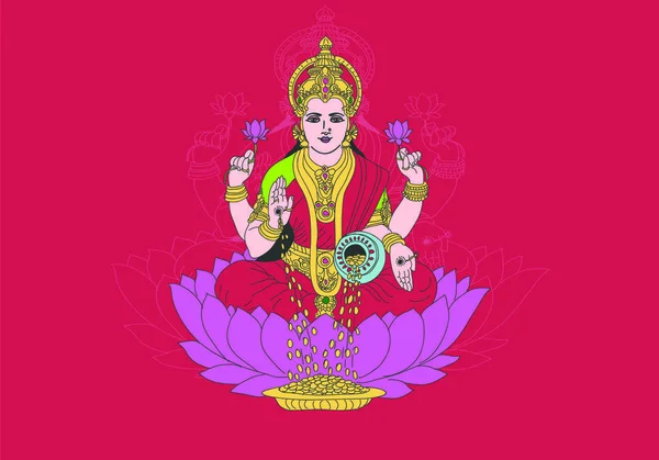 Illustrazione Della Dea Durga Con Testo Navaratri Festival Indù Nove — Vettoriale Stock