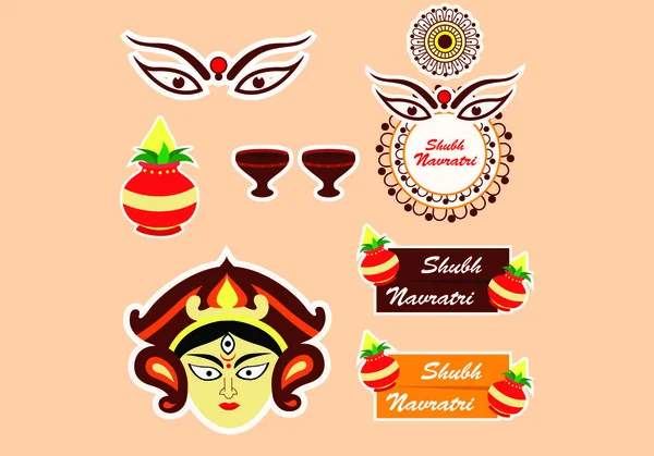 Illustration Goddess Durga Navaratri Nine Nights Ten Days Hindu Festival — Stock Vector
