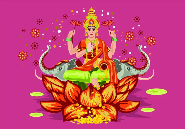 Tanrıça Lakshmi 'nin metinli tasviri. Navaratri, her yıl sonbaharda kutlanan dokuz gece (ve on gün) Hindu festivali..