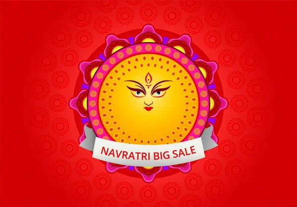 Tanrıça durga metin ve satış poster şablonu ile Illustration. Navaratri, bu sonbaharda her yıl kutlanan bir dokuz gece (ve on gün) Hindu festivali.