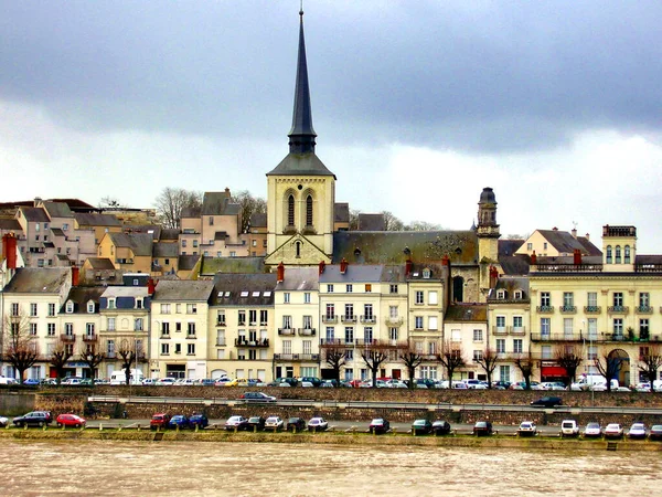 Saumur Loire França Visto Outro Lado Rio Loire Num Dia — Fotografia de Stock