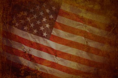 Koyu arkaplan üzerinde grunged eski Amerikan bayrağı yakın plan