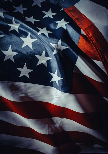 Close Tiro Bandeira Ondulada Dos Estados Unidos América — Fotografia de Stock